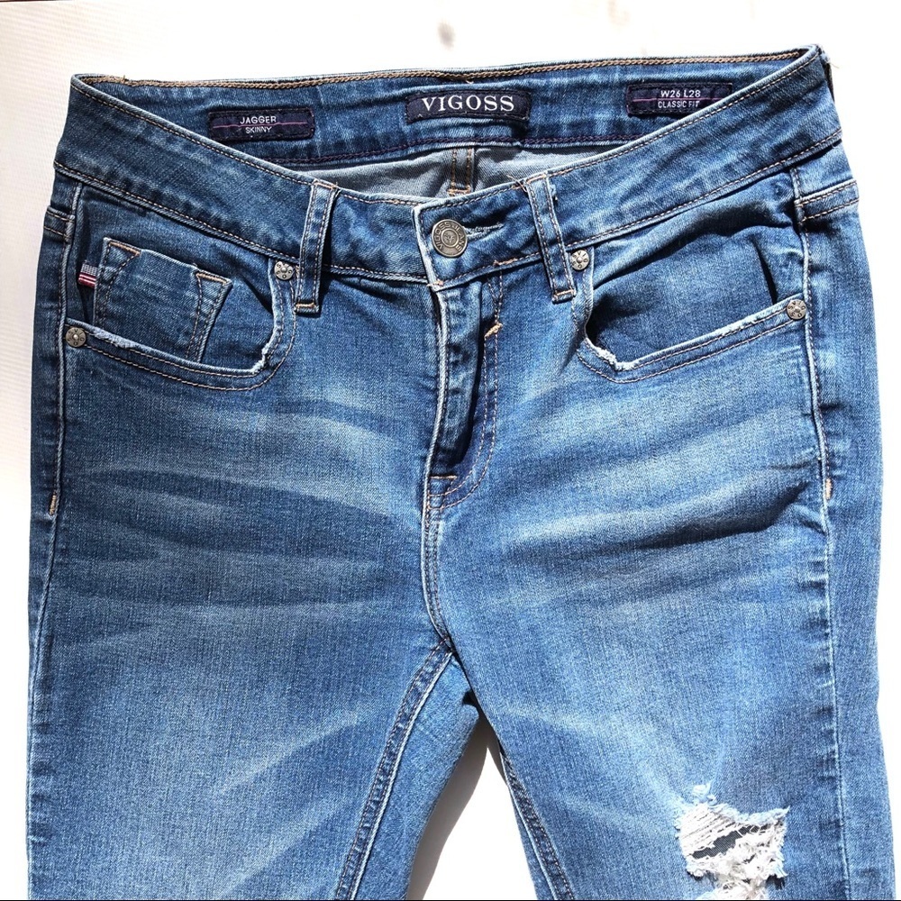 Vigoss Jagger Skinny Distressed Ripped Jeans - Picture 4 of 12